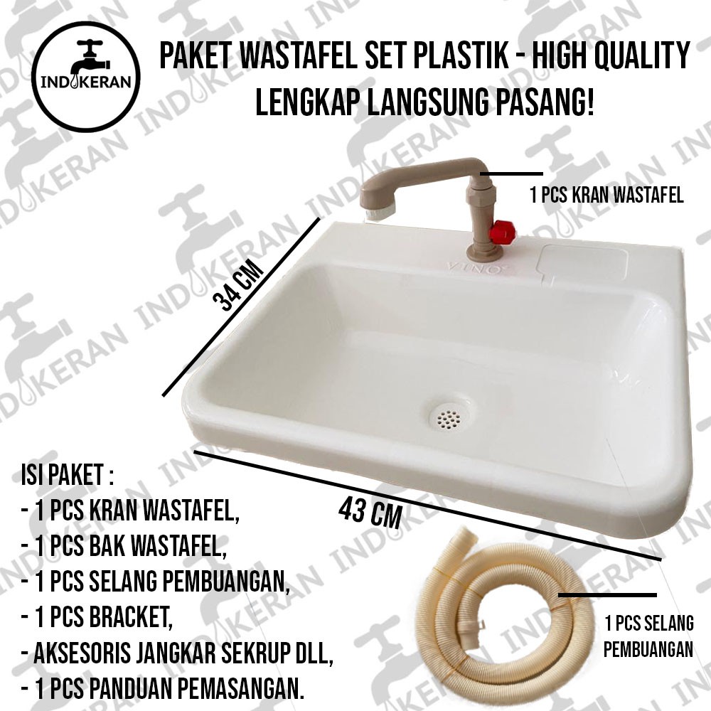 VINO - Paket Wastafel PVC Set - Putih