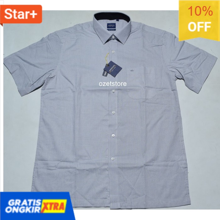 15 Kemeja Pria Formal Lengan Pendek ARROW Abu Motif Reguler BU44 ORIGINAL  Terlaris Promo