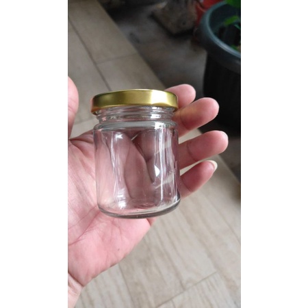 100ml  Botol Kaca 100ml silinder + Tutup Gold / Botol jar kaca 100ml + tutup gold BARU / NEW / botol birdnest walet