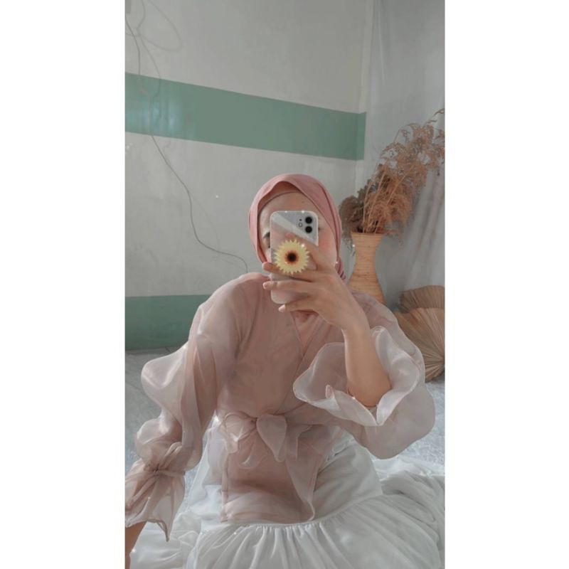 VIERRA OUTER Kondangan Atasan Organza transparan Ootd wanita-6