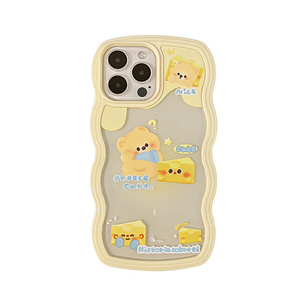 Soft Case Silikon Transparan Motif Keju / Beruang Kuning Untuk Iphone XS XR 11 12 13 PRO MAX