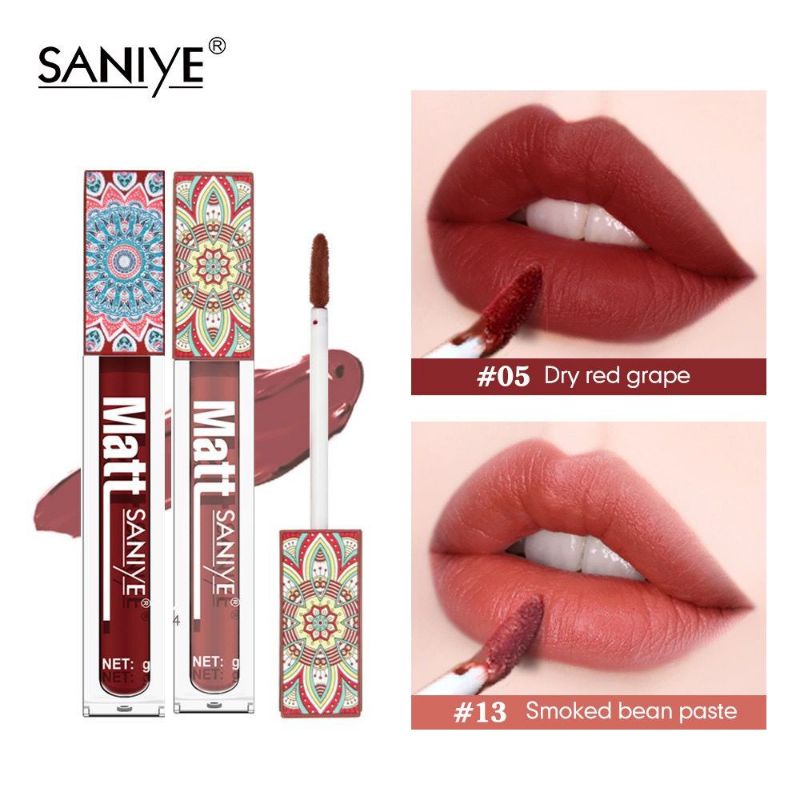 SANIYE L1181 Matte Liquid Lip Tint Lipstik Tahan Air 4g 9 warna