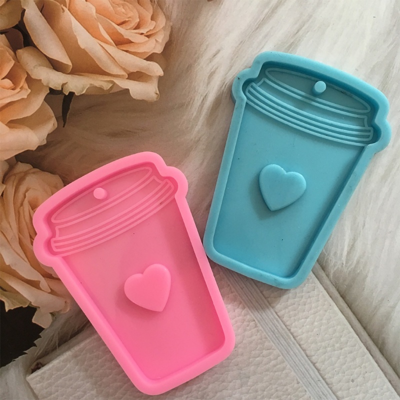 SIY  Shiny Glossy Love Coffee Cup Keychain Epoxy Resin Mold Jewellery Necklace Pendant Silicone Mould DIY Craft Casting Tool