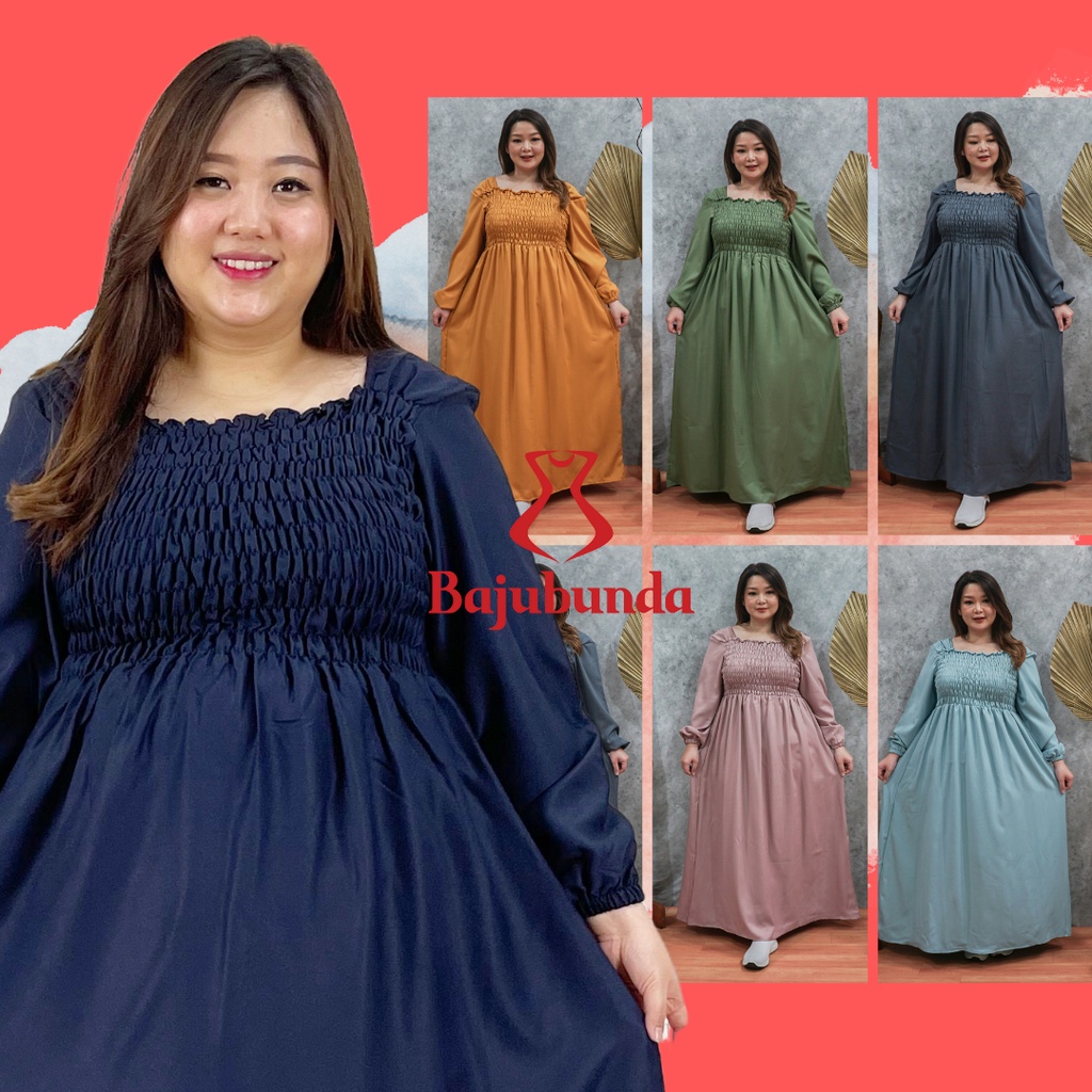 DRESS JUMBO BIG SIZE GAMIS LD 120 POLOS LENGAN PANJANG MAXI SMOG