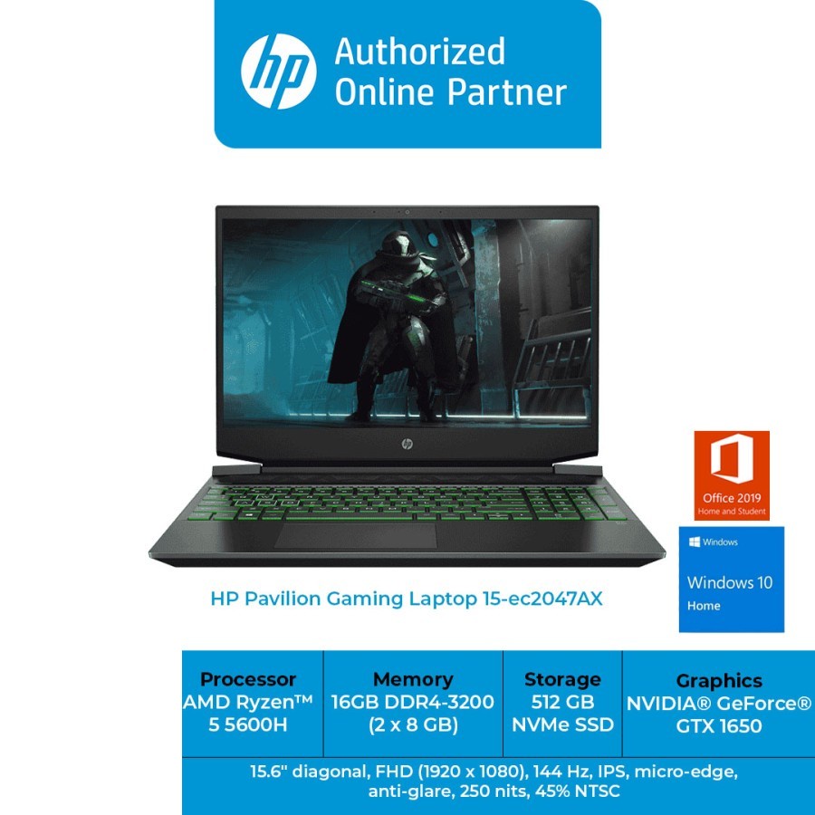 HP Pavilion Gaming 15 ec2047AX Ryzen 5 5600H 16G 512GB GTX1650