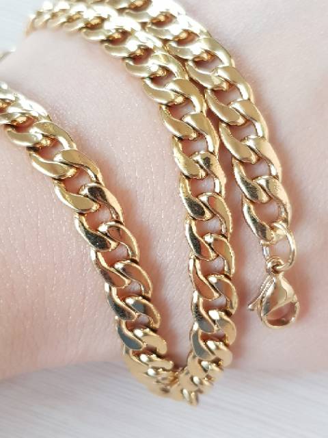 Kalung titanium gold import Antikarat KGG01