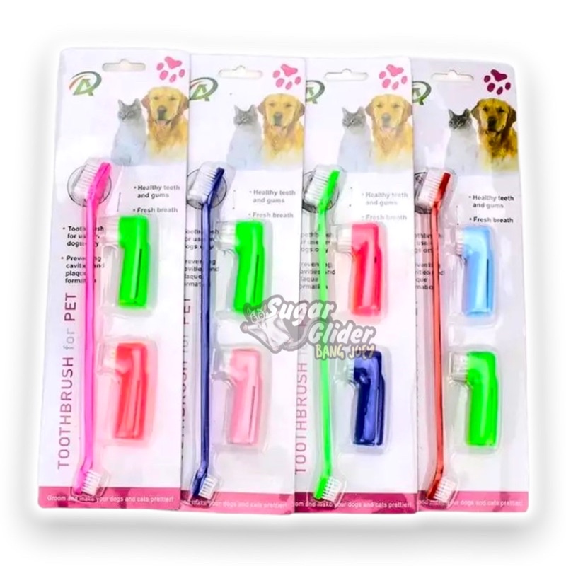 TOOTHBRUSH for PET Sikat Gigi Hewan Anjing Kucing kelinci free Sarung Jari Pembersih musang monyet