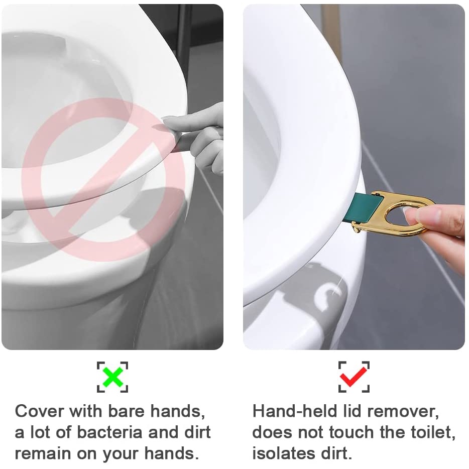 Pegangan Pengangkat Tutup Kursi Closestool Anti Kotor Lipat Rumah Tangga/Pengangkat Dudukan Toilet Portable/Multifungsi180°Cincin Tarik Putar Pengangkat Tutup Toilet Aksesori Kamar Mandi