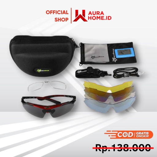 Kacamata Sepeda Polarized dengan 5 Lensa Myopia / Kacamata Sporty Olahraga Sepeda Gowes Pria Wanita 