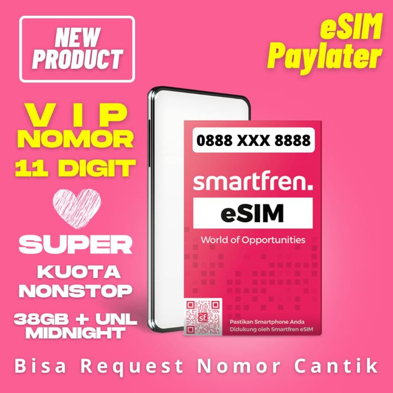 ESIM SMARTFREN PASKA UNLIMITED 1 BULAN/KUOTA (BEST SELLER) baca deskripsi