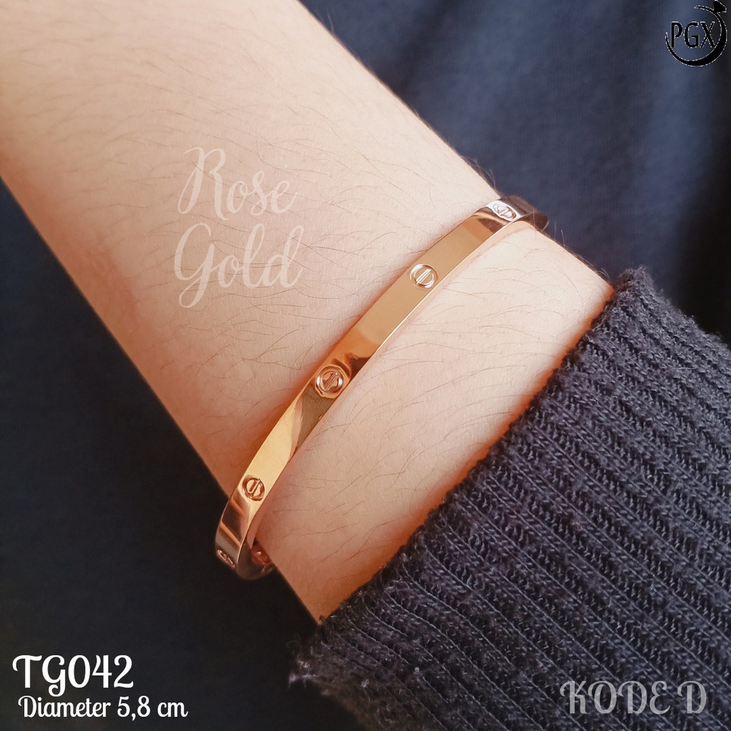 PGX Gelang Titanium Wanita Anti Karat Aksesoris Fashion Perhiasan Bangle Premium - TG042