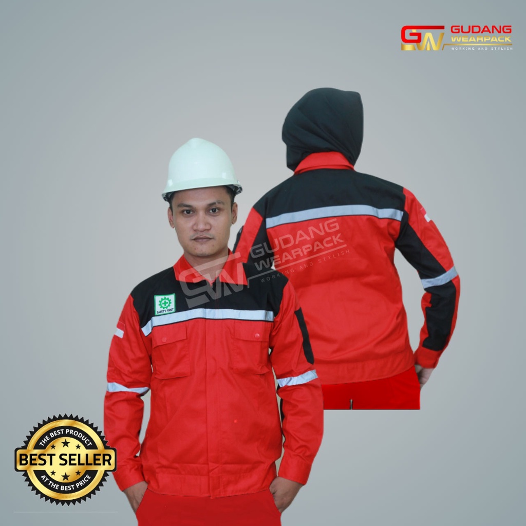 SETELAN Wearpack MERAH-HITAM / Wearpack kerja lapangan (setelan standar)