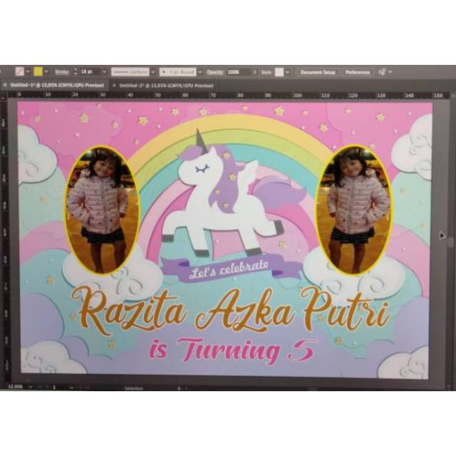 Backdrop ulang tahun unicorn cute