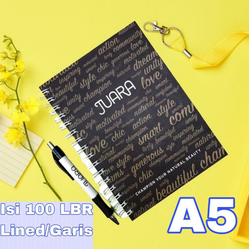 

Notebook A5 Lined Custom 100lembar Jilid spiral softcover