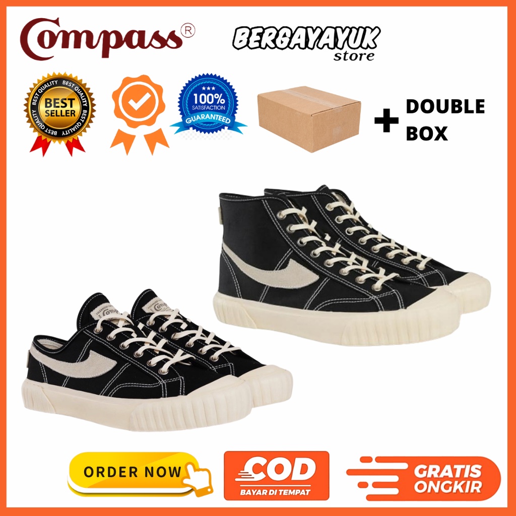 Sepatu Compass Vintage Low/High Black White - Original (BNIB)