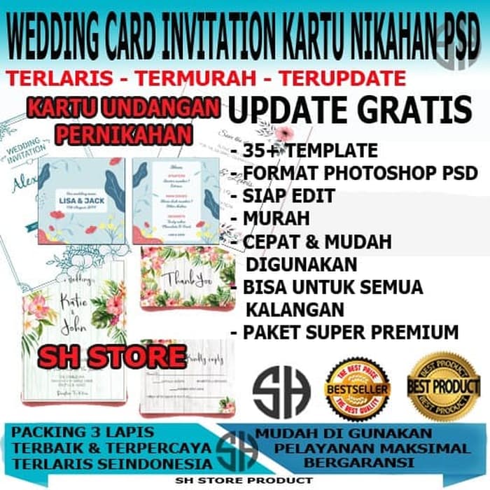 Paket Desain Wedding Card Invitation Kartu Undangan Format PSD