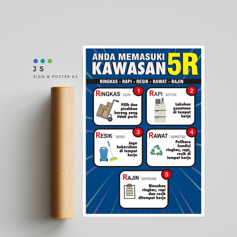 Jual Poster Safety K3 Kawasan 5r Biru Shopee Indonesia 