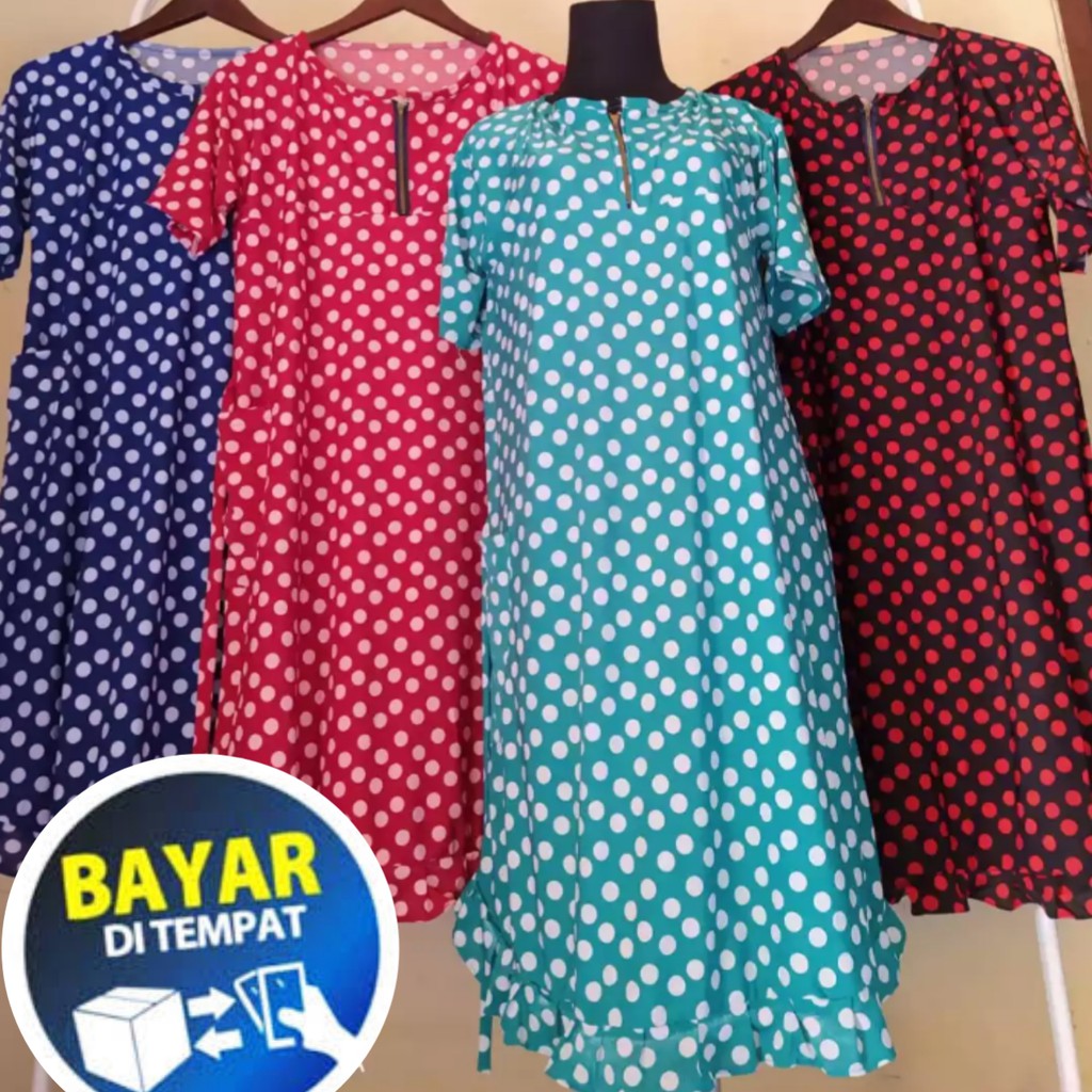 DASTER HOME DRESS SANTAI MOTIF FOLKA DOT