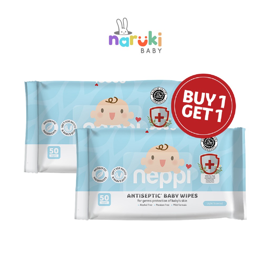 Tisu Basah Neppi Antiseptic Wipes 50's Buy 1 Get 1