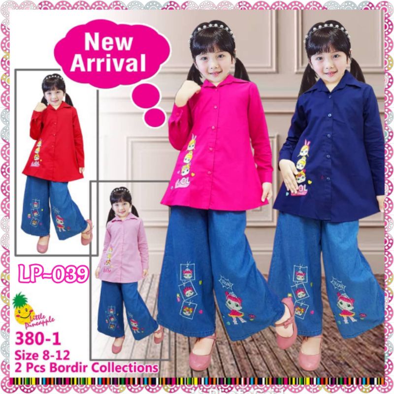 [LP039] Setelan Baju Kemeja Anak Celana Jeans Little Pineapple 2-8 thn