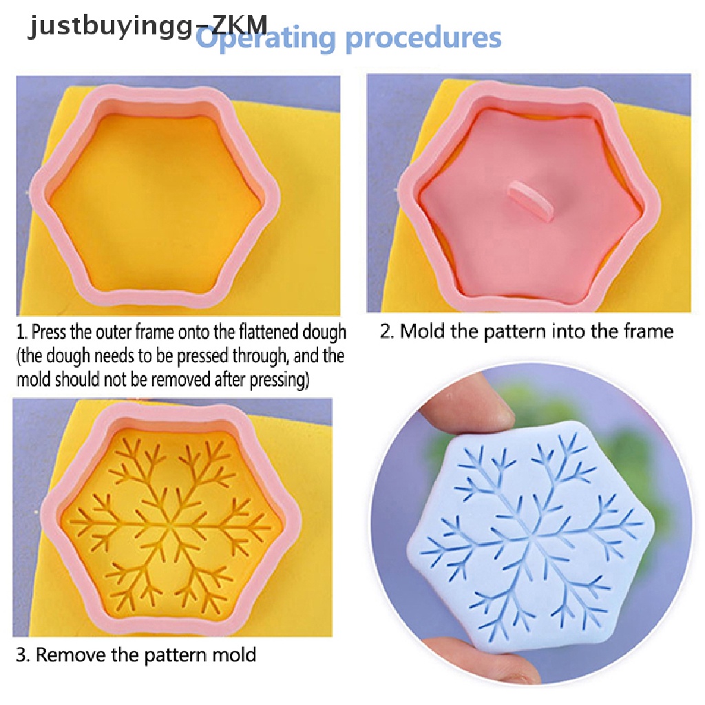 8pcs / set Cetakan Pemotong Kue Kering Bentuk Kepingan Salju Model Timbul Untuk Natal