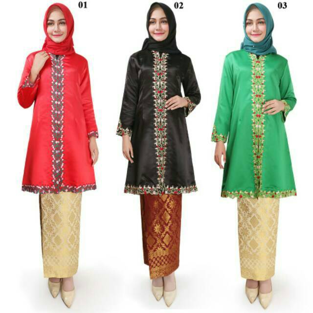 Setelan Dira (tunik taffeta + rok songket)