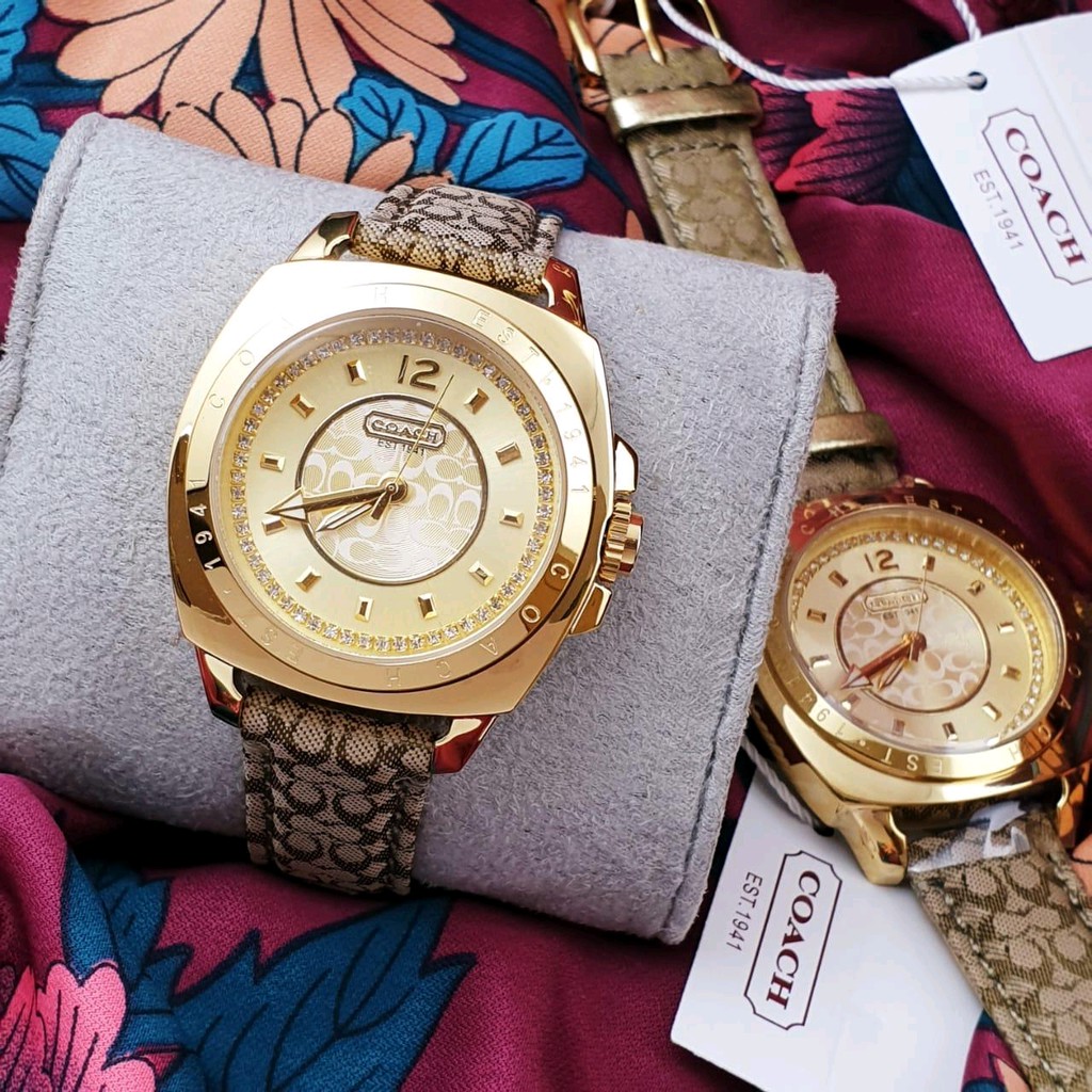 JAM TANGAN COACH Est 1941 GOLD 35mm JAM COACH WANITA SILVER GOLD GARANSI