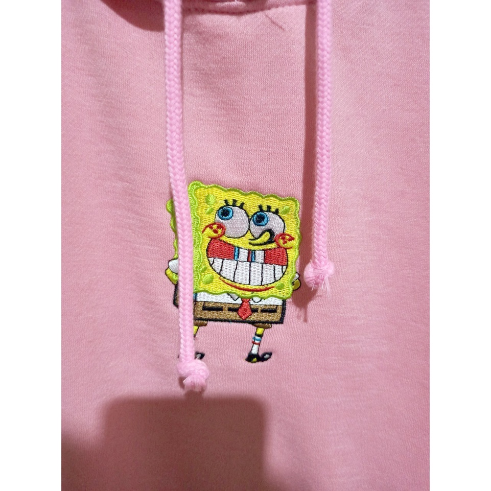 Hoodie Jaket Pria Wanita HnM H&amp;M Spongebob Pink Full Tag