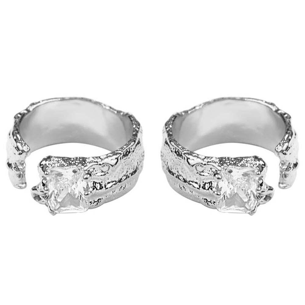 Mxbeauty Wanita Jari Cincin Mewah Indah Romantis Warna Emas Warna Perak Geometris Berlian Imitasi Adjustable Gaya Korea