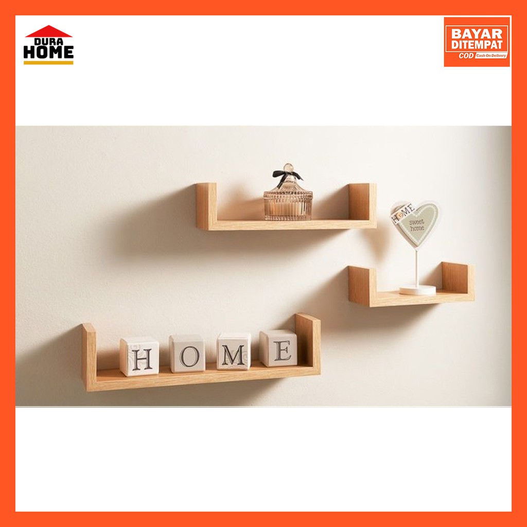 Floating Storage 3pcs Rak Dinding Kayu Solid, Rak Buku, Hiasan Dinding