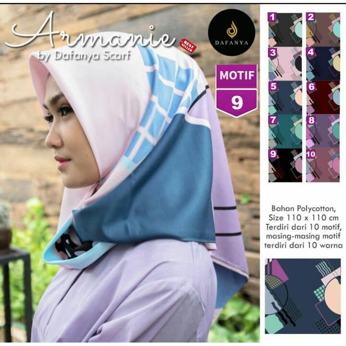 Jilbab Segiempat Armanie Polycotton Motif 9 By Dafanya Scarf - Hijab