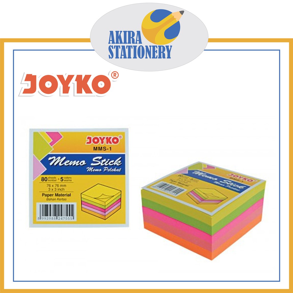

Sticky Note JOYKO MMS 1 [ 5 Warna ] Kertas Memo Tempel MMS-1 / Memo Stick 3 x 3 in PAK ( 400 Lbr )