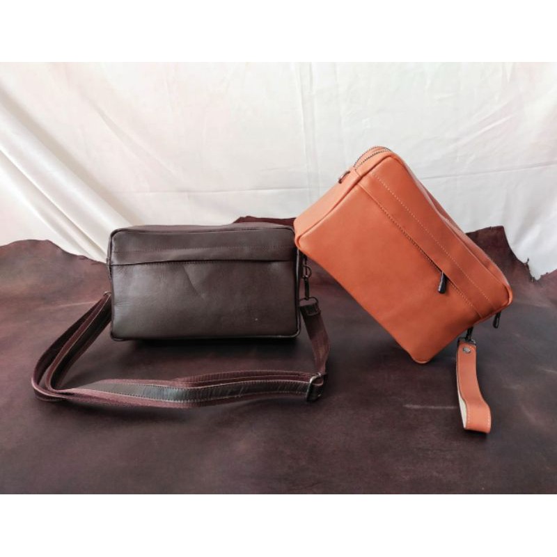 Handbag / Pouch Bag Leather Pria ,Wanita Bahan Kulit Sapi Asli