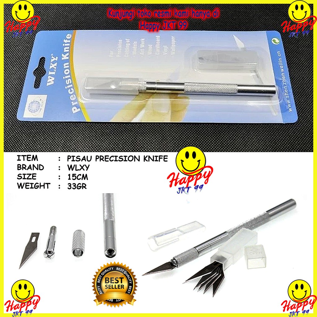 [ HAPPY JKT 99 ] CARVING KNIFE SET + REFILL 5 PCS PEN CUTTER METAL NON SLIP PISAU IC  ART UKIR CUTTING DECAL