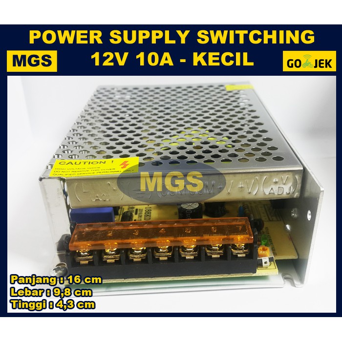 Adaptor 12V 10A Power Supply Switching Jaring Body Kecil