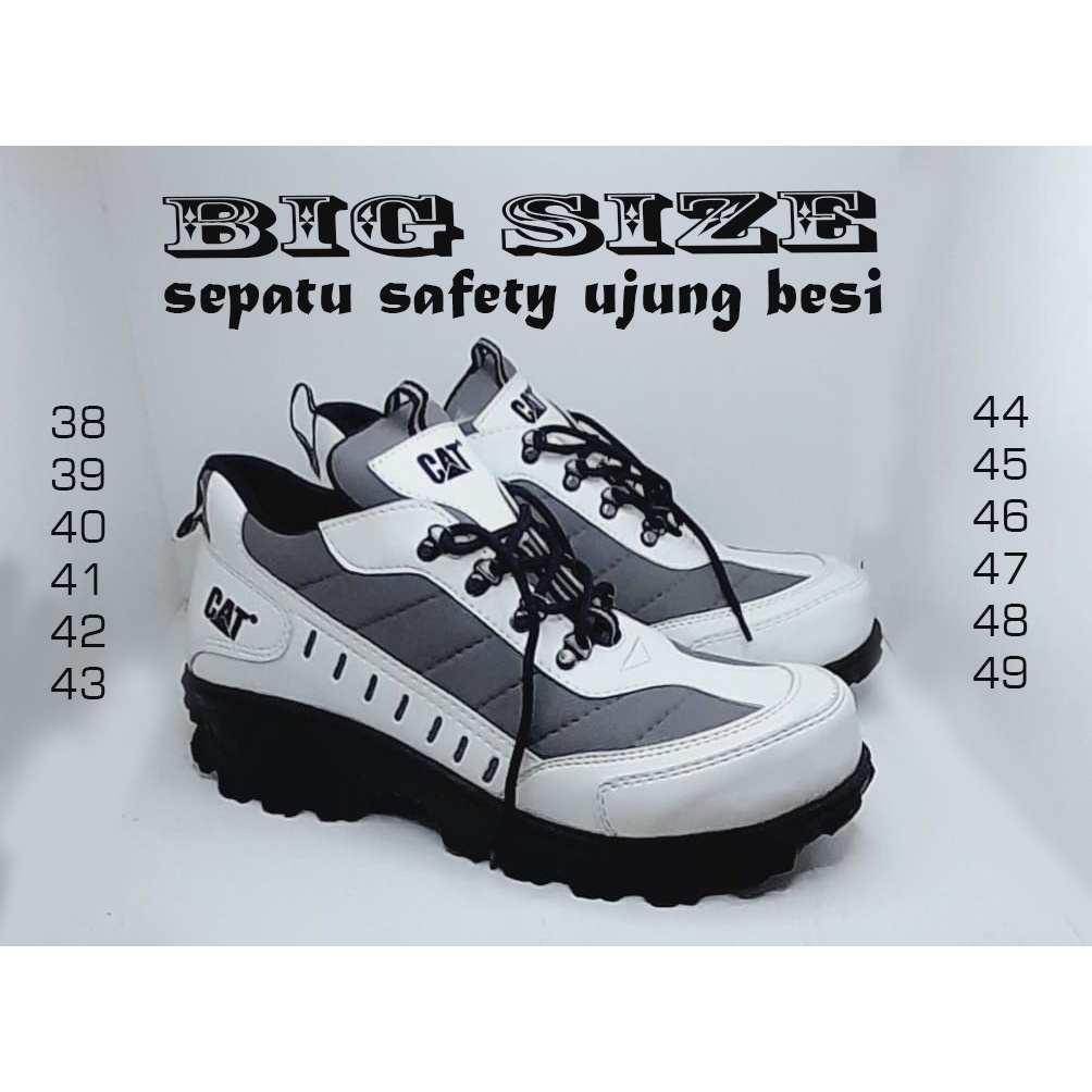 SEPATU SAFETY UJUNG BESI UKURAN BESAR JUMBO BIG SIZE 38 39 40 41 42 43 44 45 46 47 48 49 50 (PUTIH) BISA BAYAR DI TEMPAT!!!!