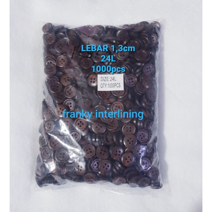 KANCING KAYU LEBAR 1,5CM ( 24L ) BUNGKUS BESAR ISI 1000PCS