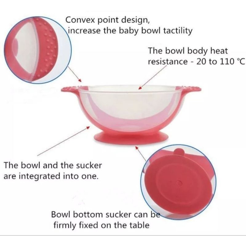 Mangkok Sendok Bayi Silikon Sensor Panas / Mangkok + Sendok alat makan bayi