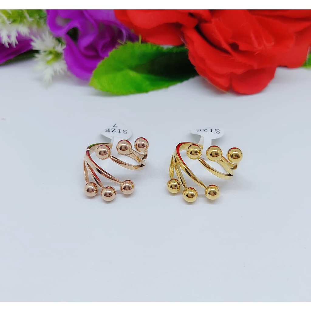 Set titanium kalung cincin dan anting perhiasan fashion