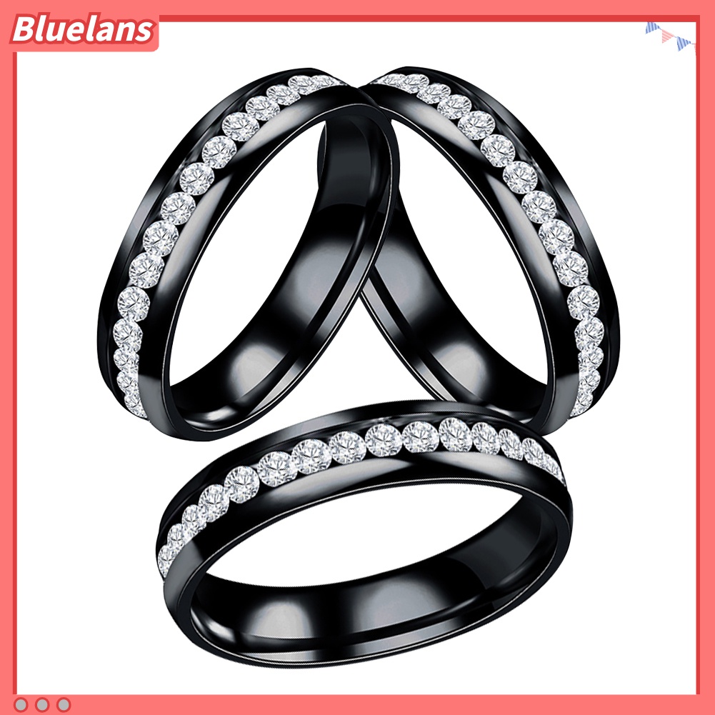 Cincin Berlian Imitasi Bahan Stainless Steel Untuk Pria Dan Wanita