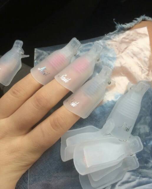 NAIL GEL REMOVER CAP WADAH JEPIT PEMBERSIH KUKU GEL 10 PIECES SET