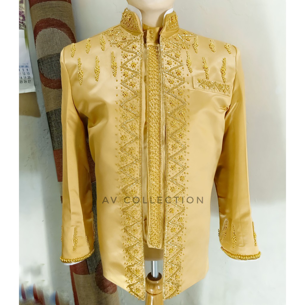 Beskap Muslim model Asraf rompi Kerut /payet jepang