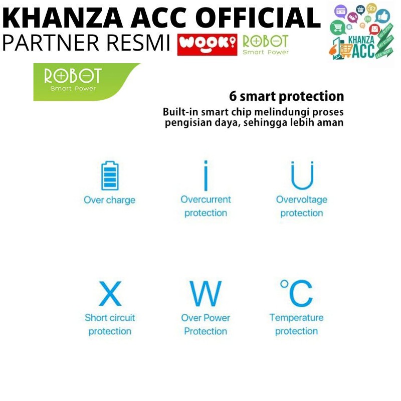 KHANZAACC ROBOT RTC07 Car Charger Casan Mobil 2 Port USB Free Kabel Micro USB