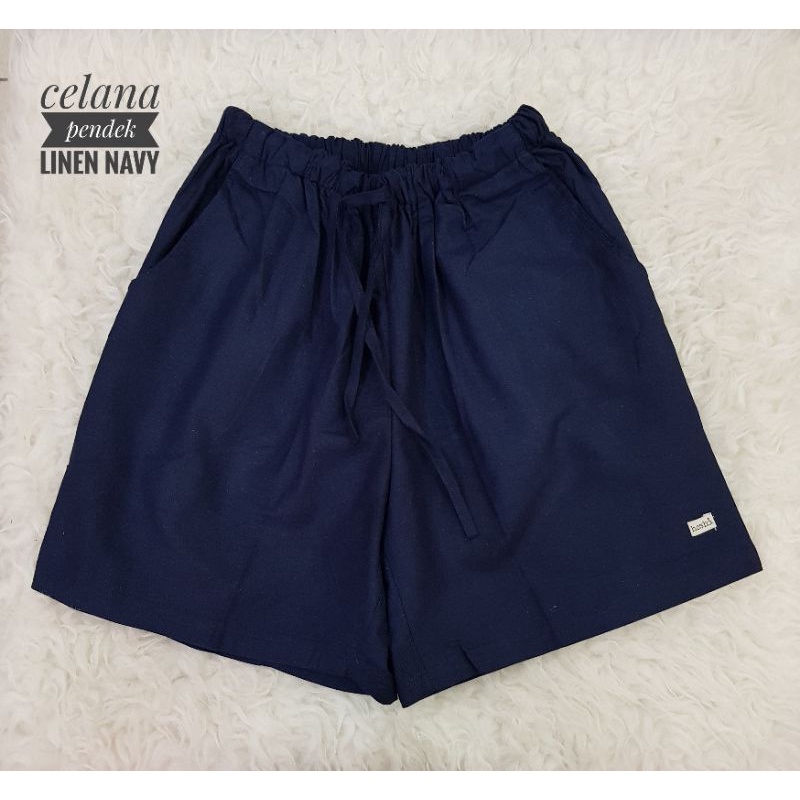 Celana Pendek Linen Celana Santai Wanita Celana High Waist Abg