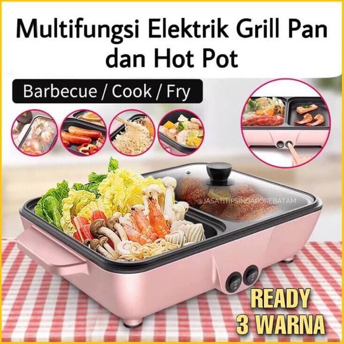 Panci Hotpot & grill 2in1 panci listrik hotpot 2in1 / panci portable