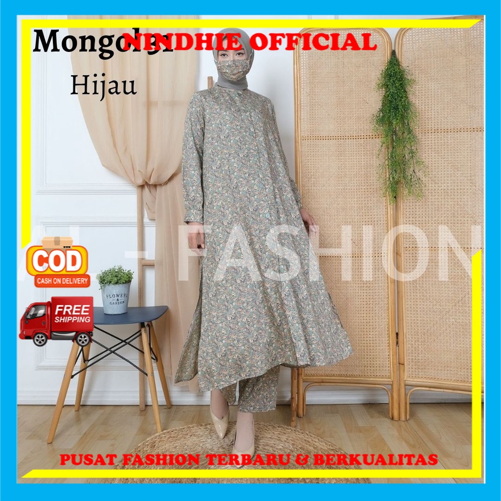 ONE SET SETELAN LONG TUNIK&CELANA PANJANG SET MONGOL Baju Gamis Wanita Perempuan Cewek Dewasa Remaja