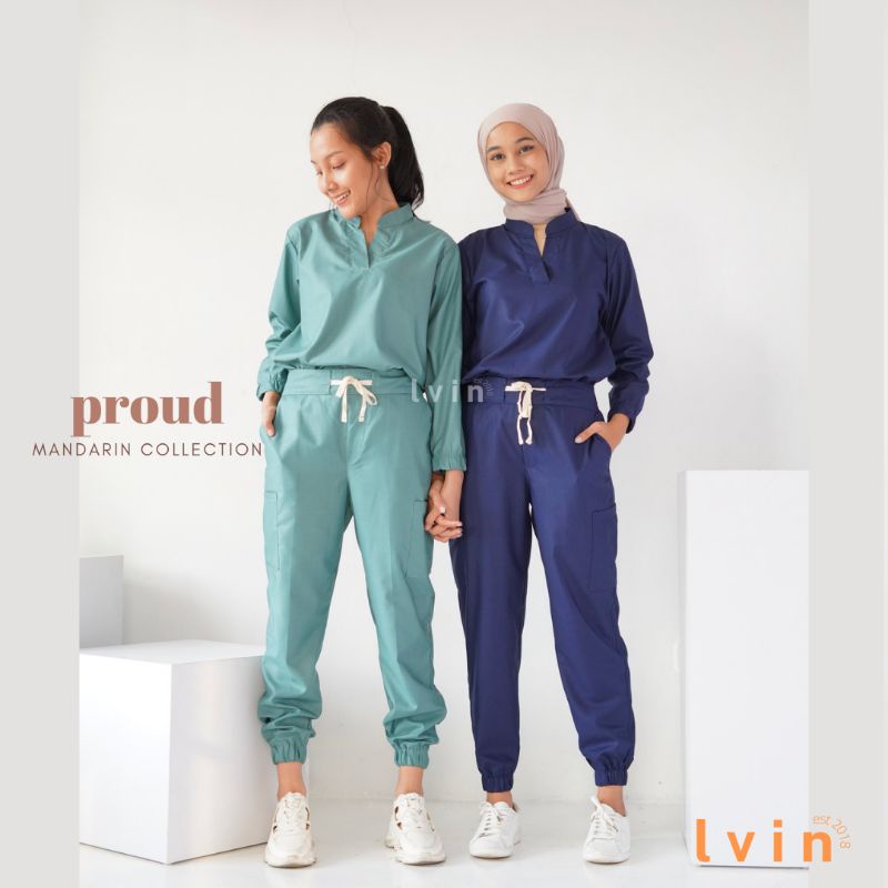 [ Lvin ] Vol II  - Baju OKA Joger Lengan Panjang Mandarin Collar / Baju Jaga / Set Baju Celana Jaga Oka / Dokter Lengan Pendek / Baju OK / Proud Series