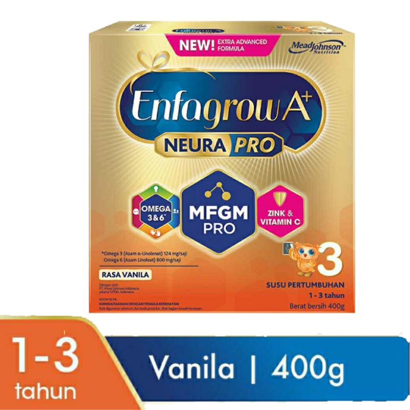 ENFAGROW A+3 DAN A+4 RASA ORIGINAL, VANILA DAN MADU 400g 400gr FREE PACKING KARDUS