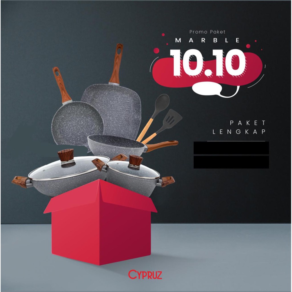 Cypruz - Paket lengkap Marble Cookware Set (4)
