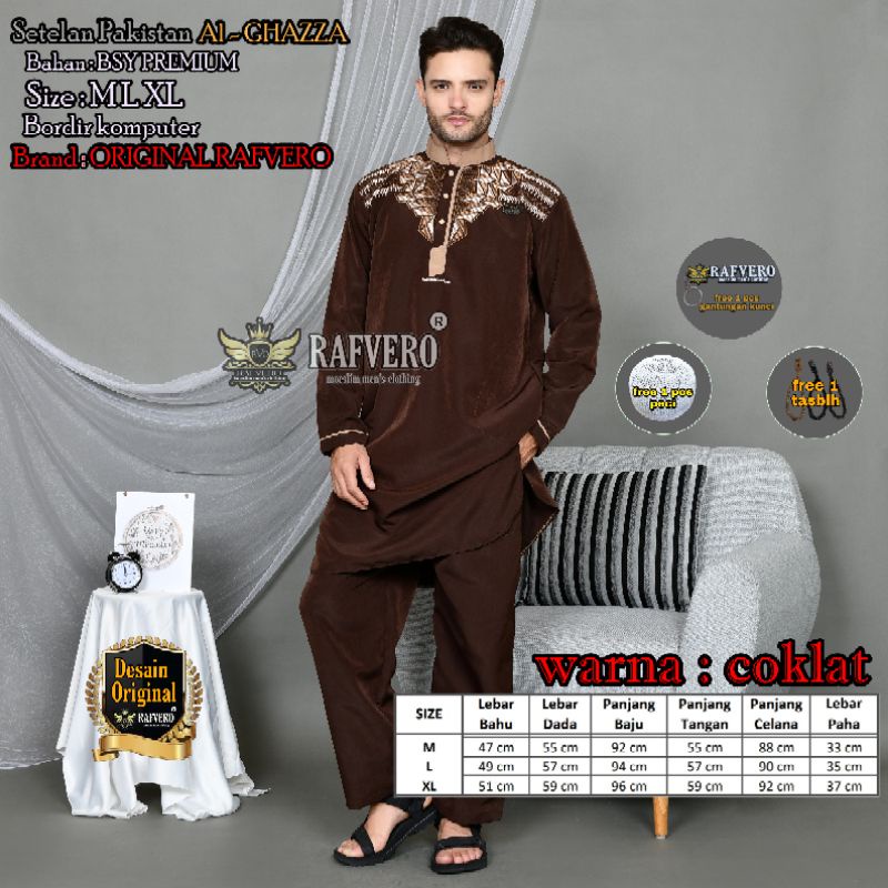 Setelan Pakistan Al - Ghazza ORIGINAL RAFVERO - Setelan Baju Koko pria